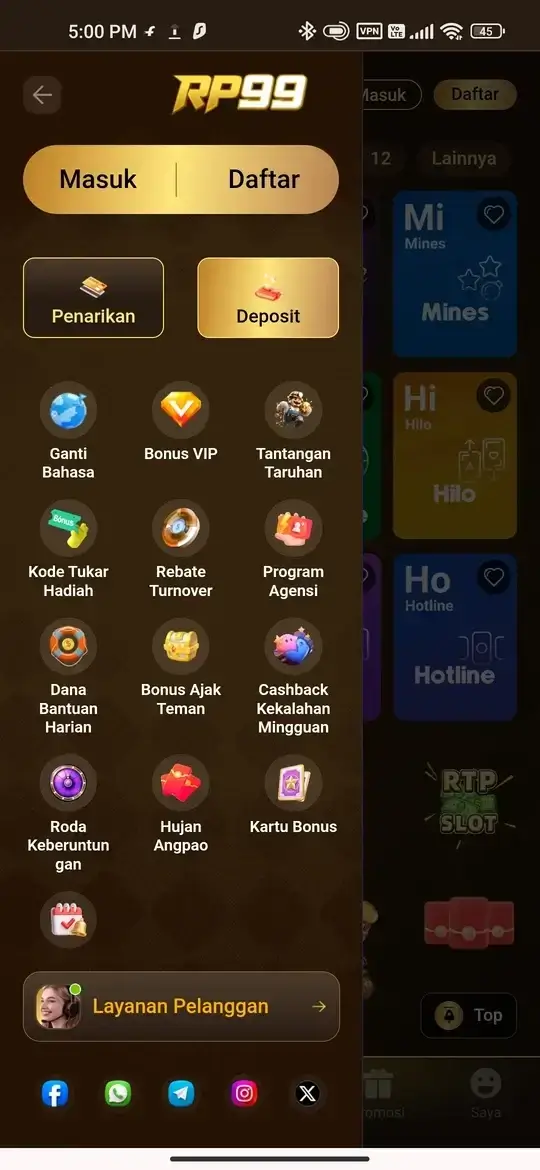 RP99 Menu Utama